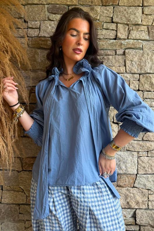 Larc Poet Blouse Denim